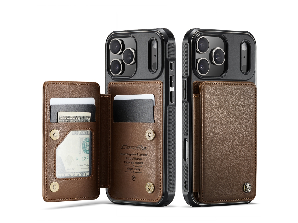 Escova Antifurto Para Capa De Celular Flip Com Compartimento Para Cartãomarrom - Iphone 16 E/iphone 17 E