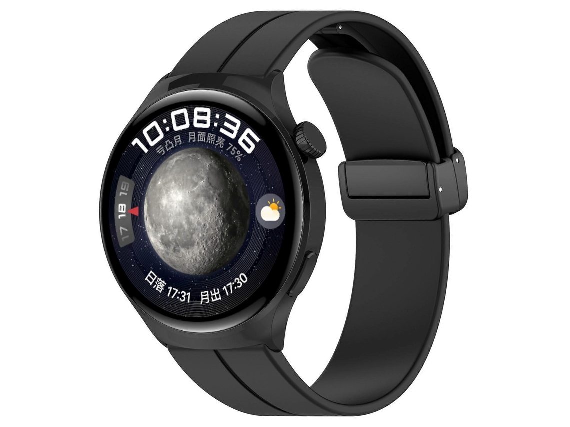 Pulseira De Silicone Preta Dobrável Com Fecho De Pressão Groove, 18 Mm