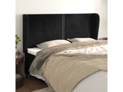 Vidaxl Cabeceira De Cama C/ Abas Veludo 163x23x118/128 Cm Preto