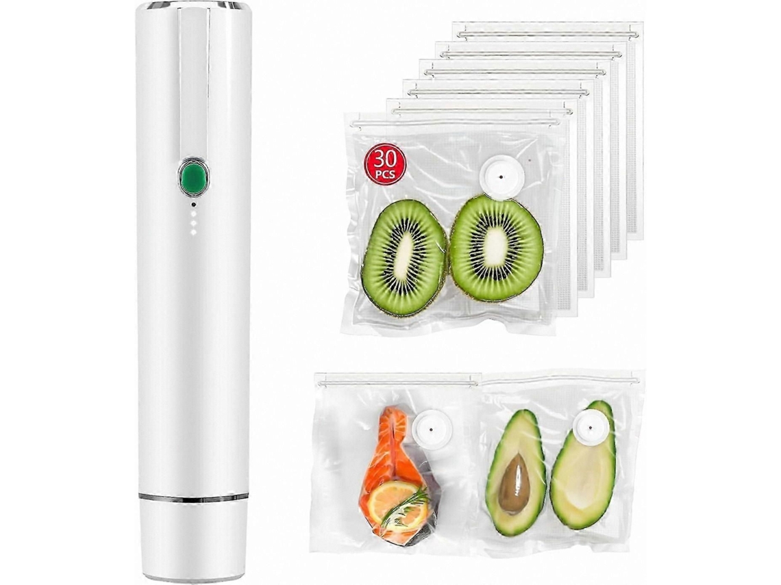 Seladora A Vácuo Portátil Para Alimentos Com 30 Sacos Reutilizáveis ​​para Armazenamento Compacto.