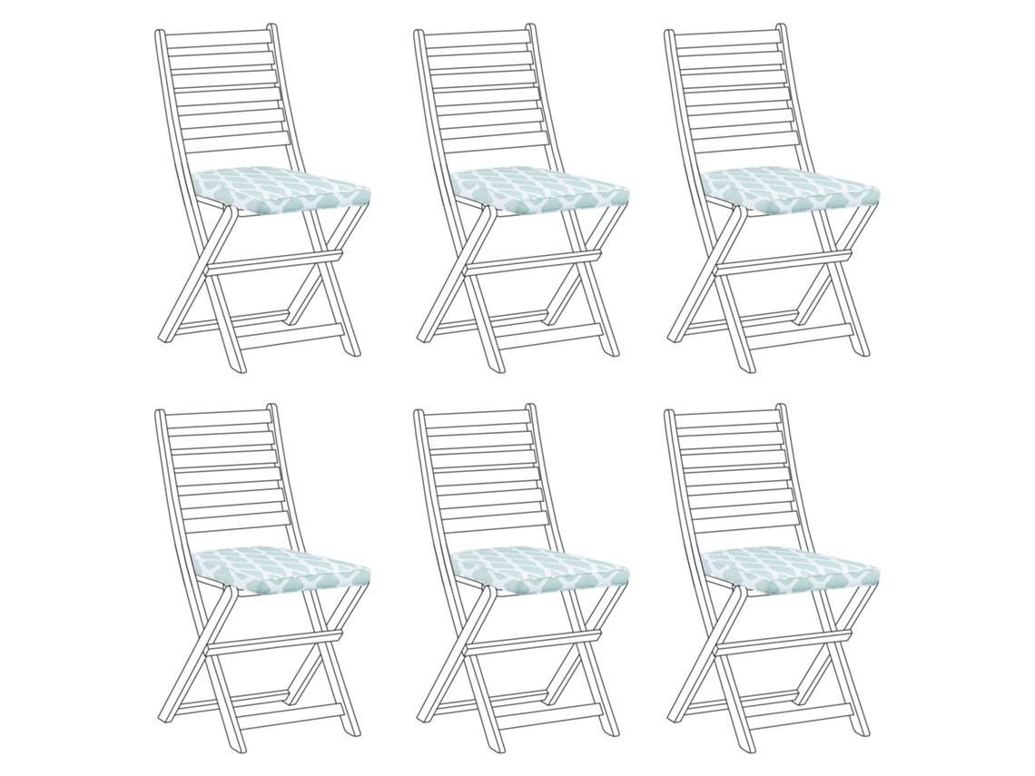 Conjunto De 6 Almofadas Para Cadeiras De Jardim Tolve 39 X 31 Cm Verde Menta