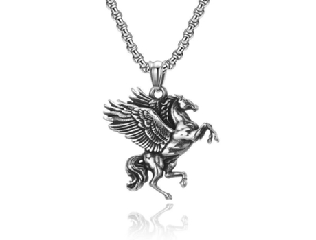 Colar Vintage Com Pingente De Unicórnio E Pégaso Em Aço Titânio Para Homens E Mulheres, Caixa Surpresa Para Presente Ciel Bleu