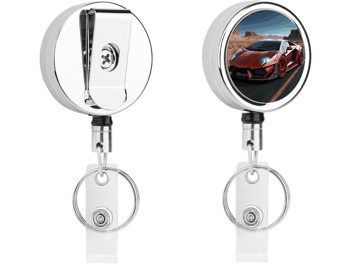 Porta Crachá Retrátil Em Metal Resistente Com Clipe Em Formato De Carro De Corrida Vermelho Ideal Identificação E