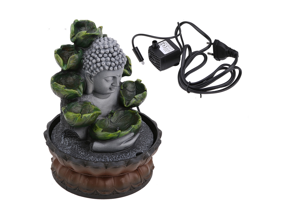 Estátua de Buda com Fontainha Mesa Resina Decoração