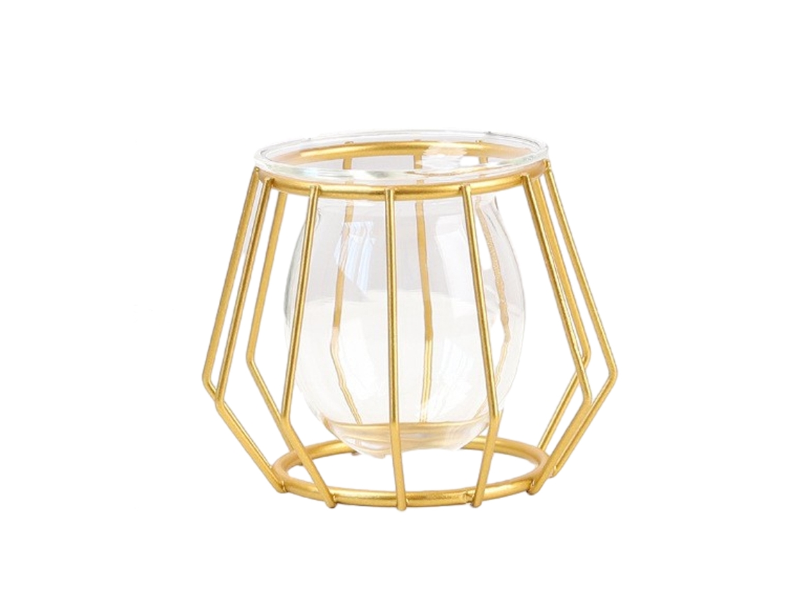 Vaso Hidropônico de Vidro com Suporte Metálico Moderno para Decoração NEVEANCE