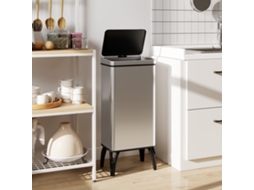 Balde de Lixo Automático de 50 Litros em Aço Inox, Prata, com Sensor Infravermelho, Aro de Retenção e Dimensões 35,5x26x83,5 Cm