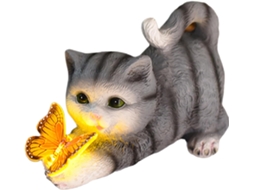 Figura Decorativa para Gatos no Jardim Peça Decorativa da Rasen ornament Luz Led Às Intempéries para Uso Externo CHABERLU