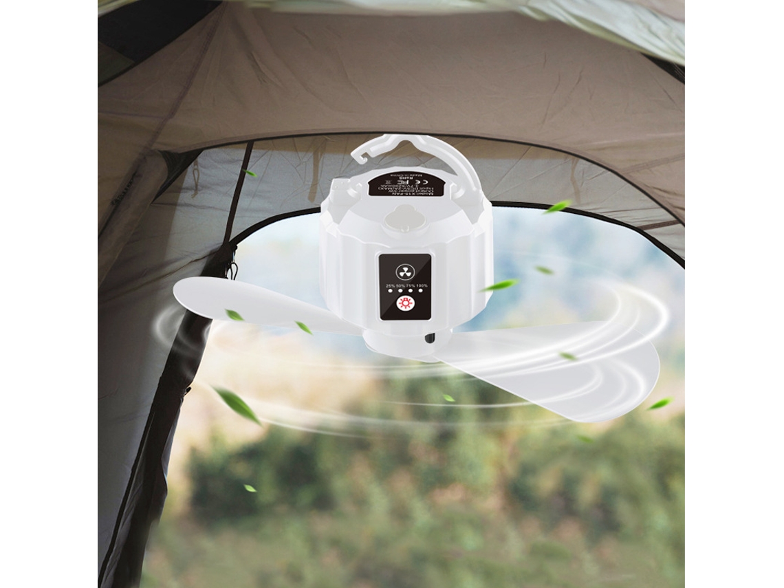 Ventilador De Teto Portátil Recarregável Via Usb Para Barraca Com Luz Led, Ventilador E Lâmpada 2 Em 1 Para Camping