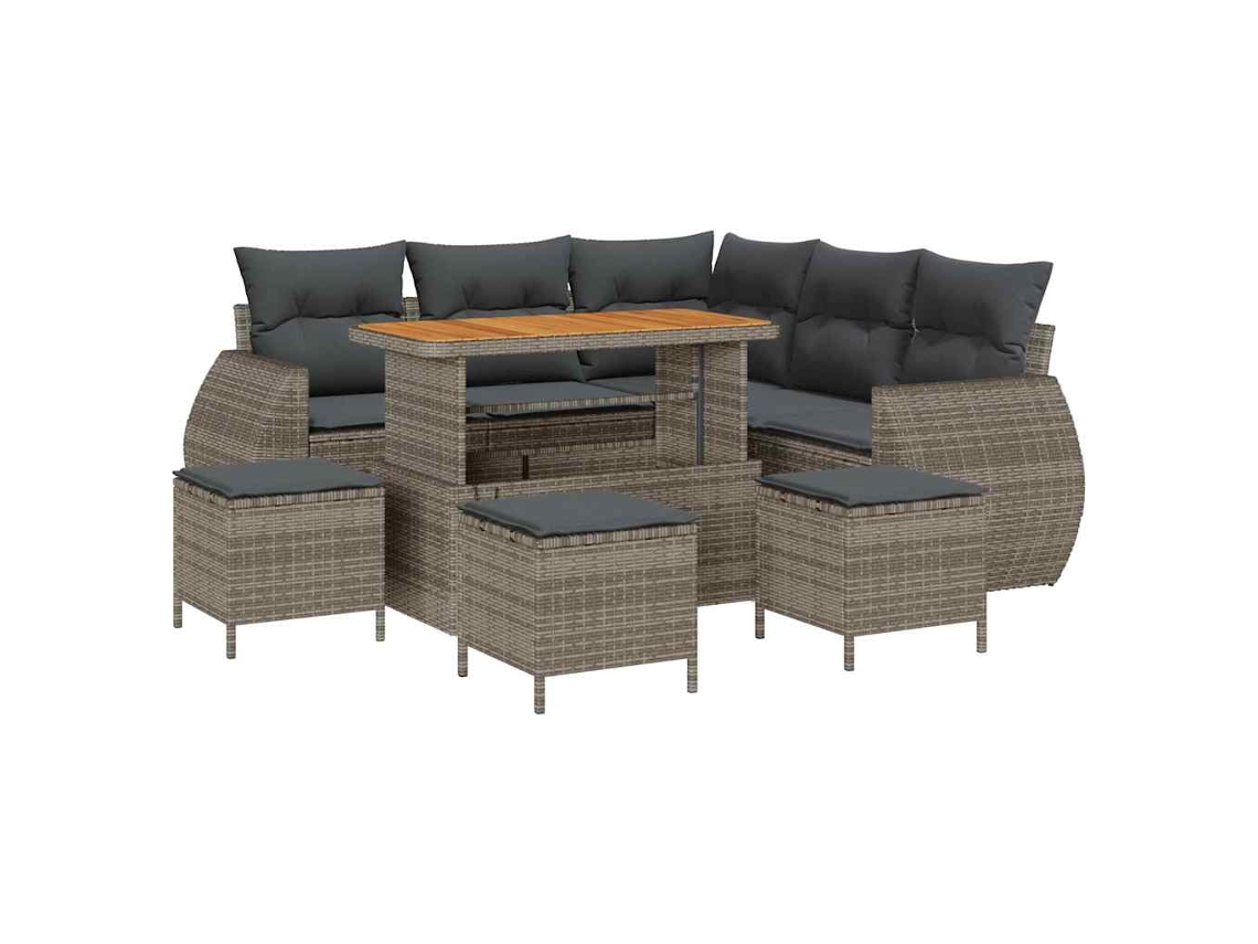 Maison Exclusive - Conjunto De Sofá De Jardim Com Travesseiro 9 Pcs Cinzeto Vime Pe