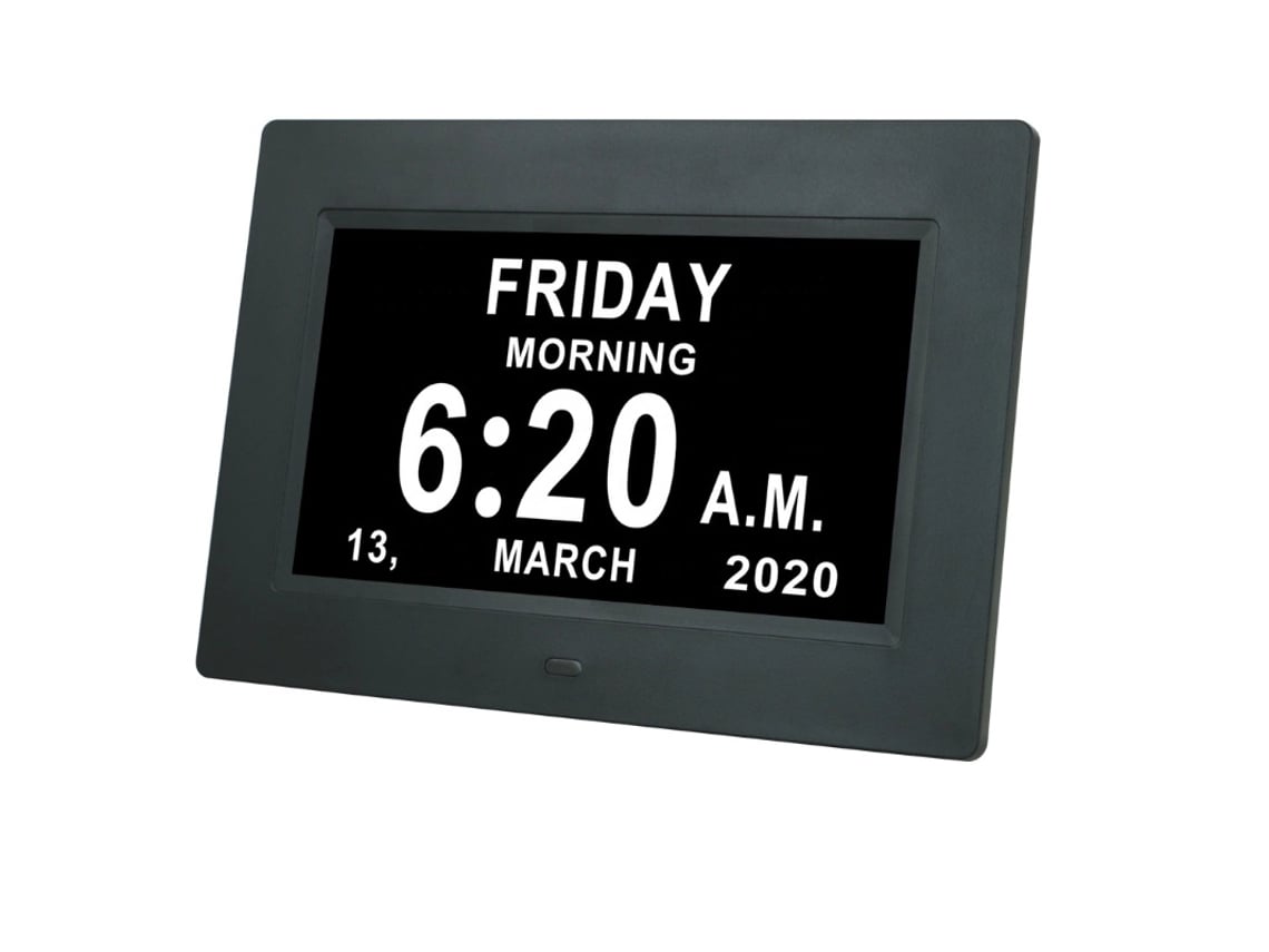 Relógio digital preto Slowmoose de 7 polegadas com moldura digital e calendário