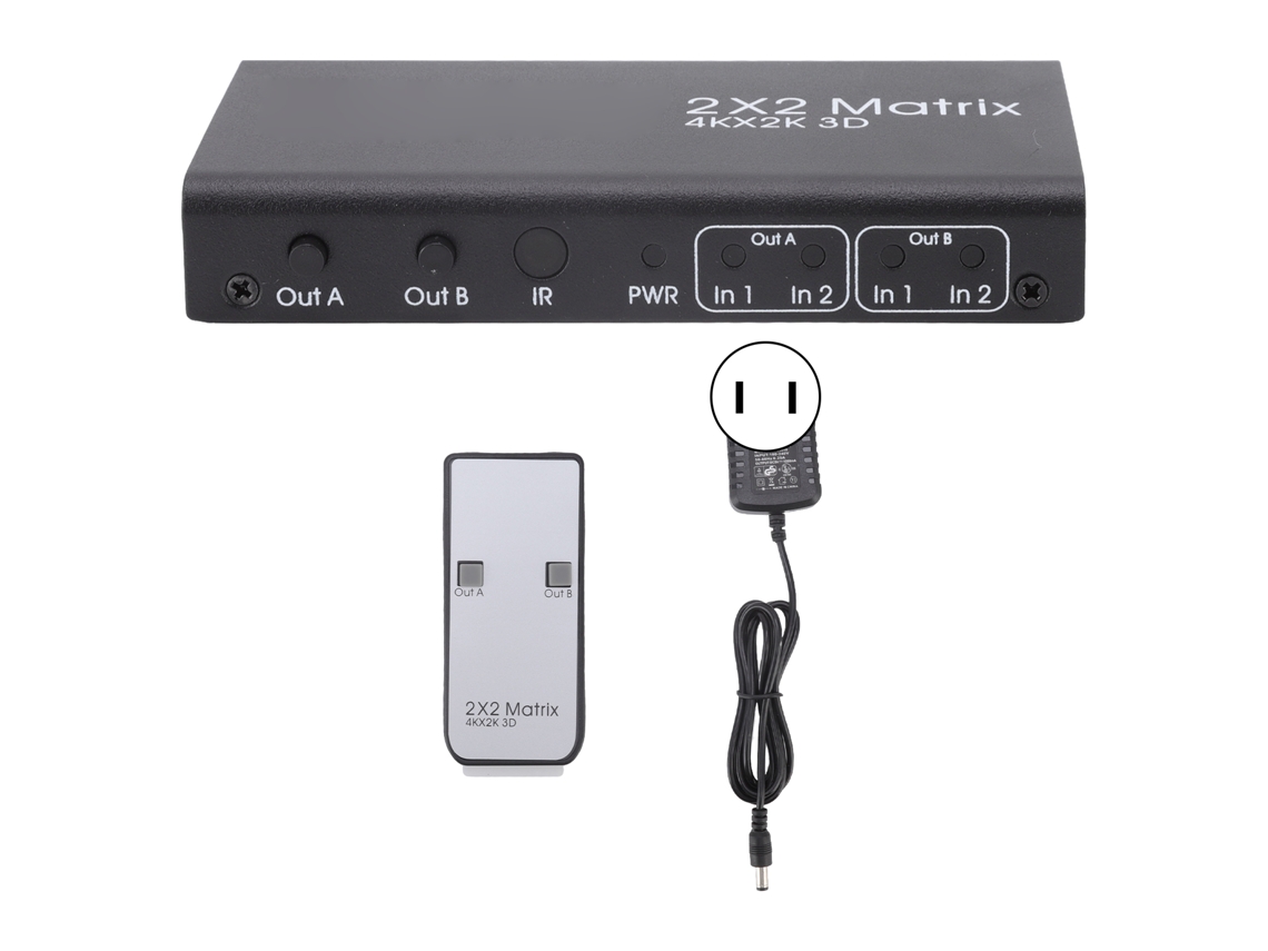 Switcher De Interface Multimídia Hd 2 Entradas 2 Saídas 4k 30hz Seletor Automático Hub