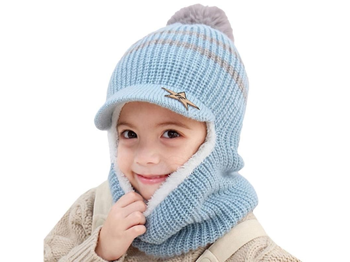 2026 gorro Balaclava Niño Bufanda Pompón Lana Acrílico para Ski e Inverno