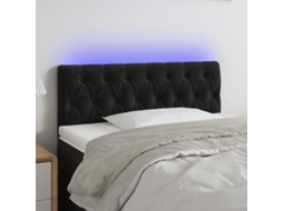 Vidaxl Cabeceira De Cama C/ Luzes Led Veludo 100x7x78/88 Cm Preto