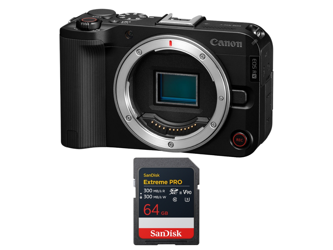 Eos R50 V + 1 Sandisk 64gb Extreme Pro Uhs ii Sdxc + Ebook “20 Dicas para Fotos Que Impressionam” CANON