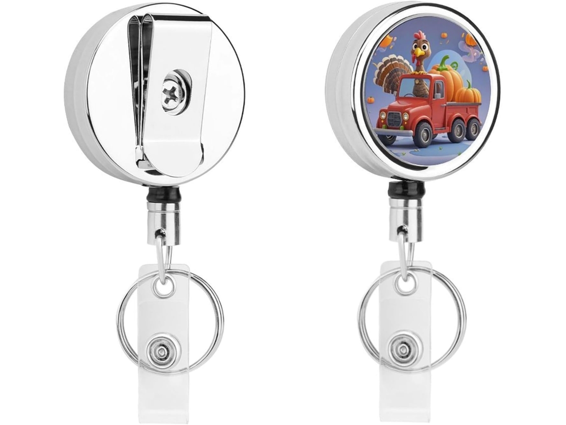 Porta Crachá Retrátil Com Clipe De Identificação Em Formato Abóbora, Carrinho Nome, Chaveiro Retrátil, Porta Cartão