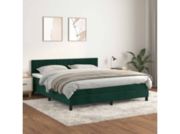 Vidaxl Cama Com Molas/colchão 180x200 Cm Veludo Verde-escuro