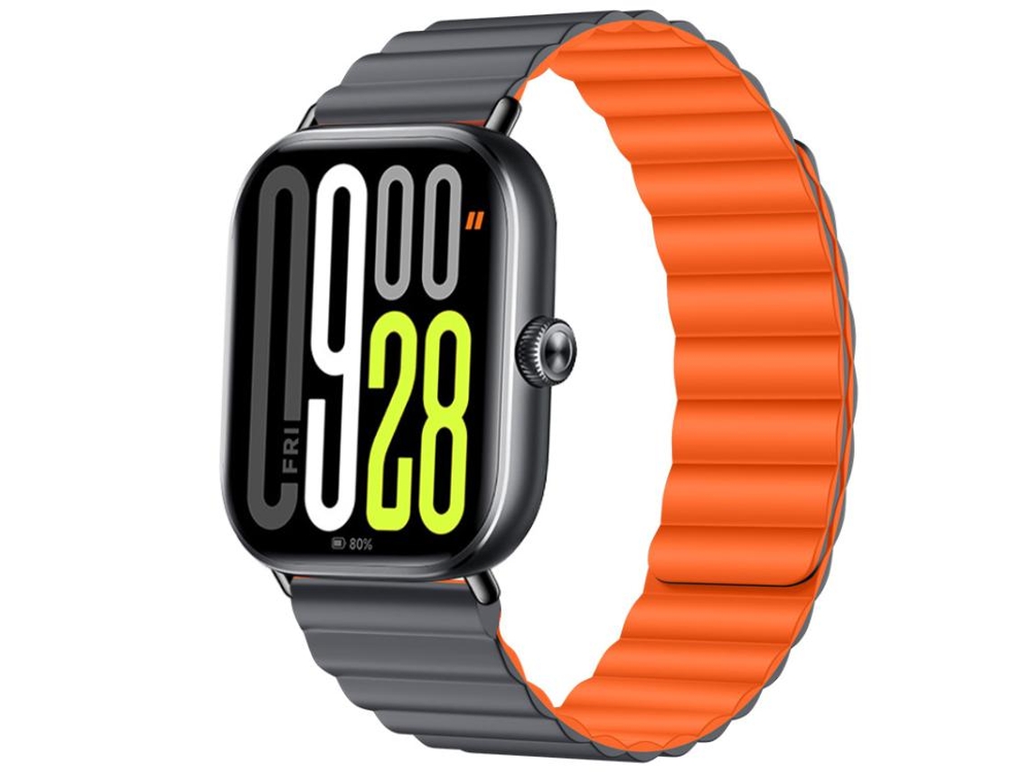 Bracelete Para Redmi Watch 6 / 5 / 4 - Silicone Macio - Fecho Magnético Cinza E Laranja
