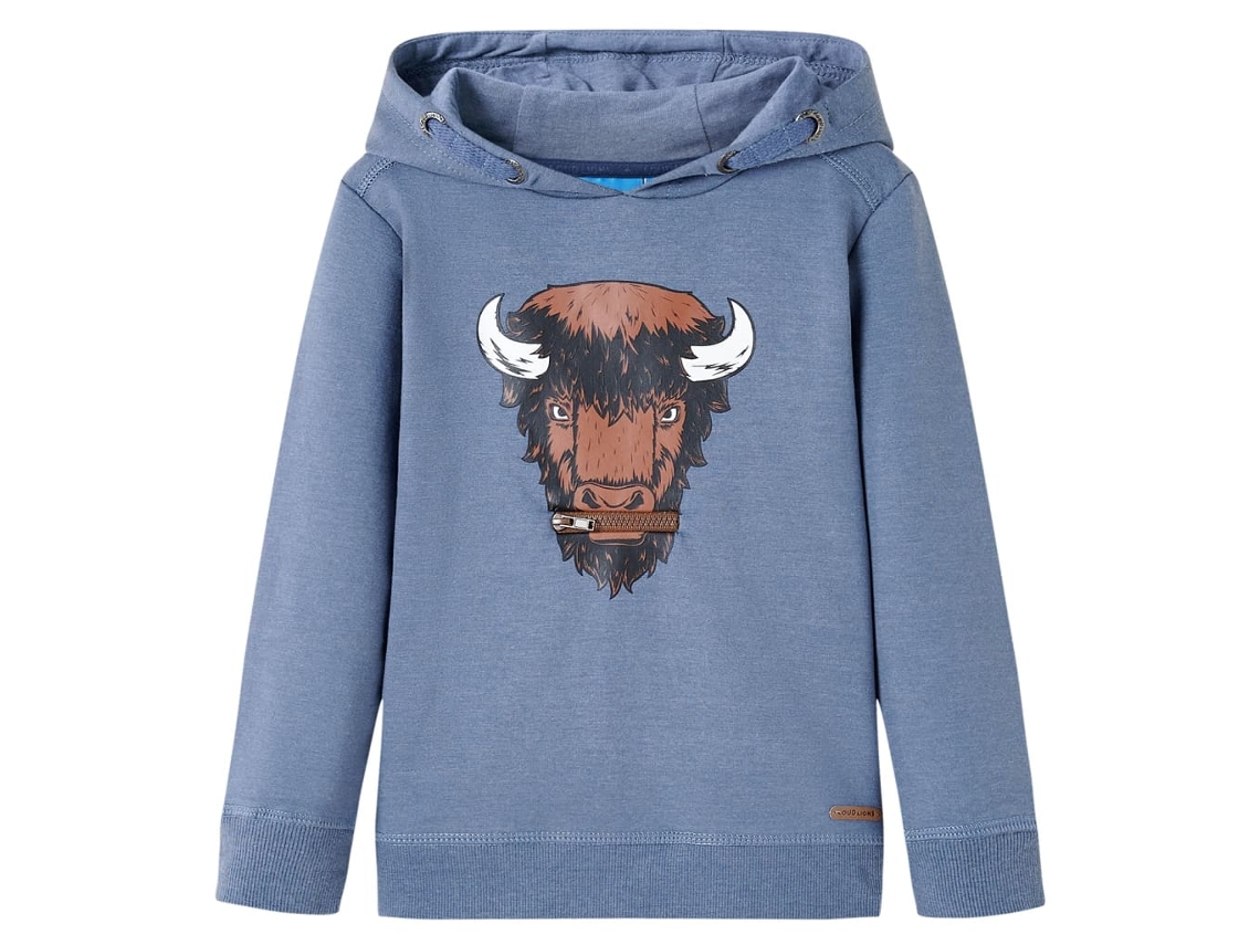 Sweatshirt Para Criança Com Capuz Azul Mesclado 140