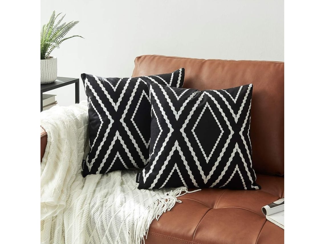 Rebe-fronhas De Travesseiro Boho Azteca 18x18 Polegadas Conjunto De 2 Decorativas De Poliéster Para Sofá Cama
