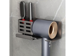 Suporte para Secador de Cabelo com Espaço Armazenamento, em Alumínio, Montagem na Parede, Sem Necessidade Furar, Ideal Banheiro GOKOCO