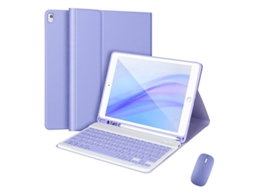 Capa Protetora Roxa Vibrante Teclado Bluetooth Roxo Vibrante Com Teclas Quadradas Mouse, Para Ipad De 10,2/10,5/air3/789 Gerações. Yunzii