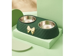 Tigela Dupla para Animais de Estimação com Laço, de Aço Inoxidável Antiderrapante, Elegante para Cães e Gatos AQUAFORGE