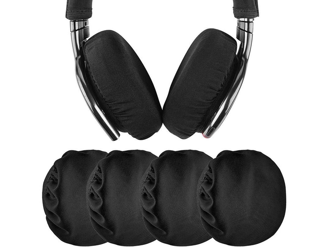 2 pares de mangas elásticas laváveis para fones de ouvido YURU, retráteis em lycra, preto