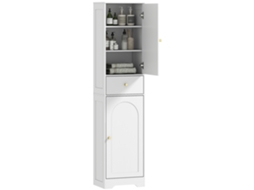 Armário alto CHEZMOI para banheiro, com gavetas e prateleiras ajustáveis, 40x29,5x170cm branco