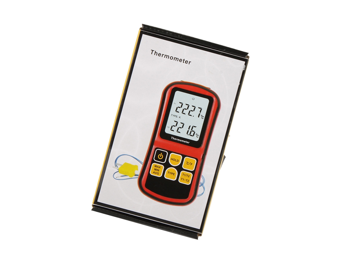 Termômetro digital de dois canais GM1312 para termopares K/J/T/E/R/S/N com LCD e iluminação S/MARCA