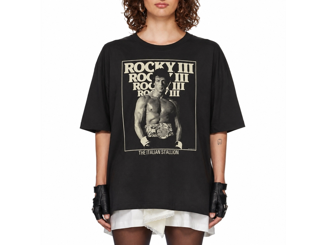 Rockinstone Rocky Movie 3 Italian Stallion Black Adult T-shirt Size:m