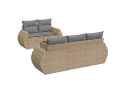Conjunto de 6 sofás de jardim com almofadões Vime Pe Bege MAISON EXCLUSIVE (80x200 cm)