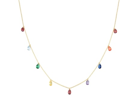Colar Lukza de Silver 925 e Acabamento Multicolorido de Zirconita em Banho de Ouro Amarelo de 18 Quilates