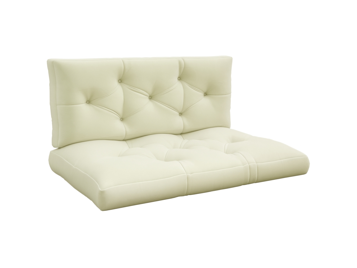 Almofada para Assento com cobertura de botões 120x80x12cm branco creme BTFORUS