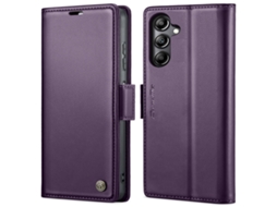Capa Para Samsung Galaxy A05s Borboleta Fivela Litchi Textura De Telefone De Couro Rfid Antirroubo Roxo Perolado