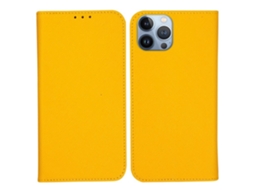 Capa Para Iphone 15 Pro Pele Sintética Amarelo