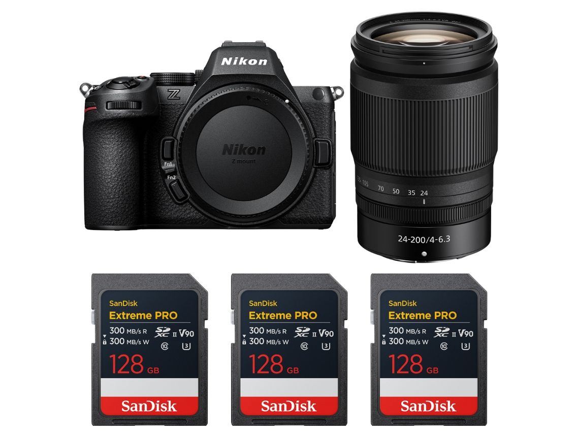 Z5 Ii + 24 200mm F/4 6.3 Vr + 3 Sandisk 128gb Extreme Pro Uhs ii Sdxc + Ebook “20 Dicas para Fotos Que Impressionam” NIKON