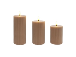 Conjunto De 3 Velas Led Sem Chama Com Efeito De Chama Em Cera Real