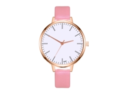Relógio de Pulso Feminino Moda Quartzo Mostrador Redondo Rosa Resistente a Arranhões