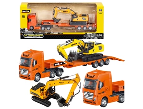 Caminhão Com Reboque Caminhão De Reboque Escavadeira De Metal Huina Laranja 150