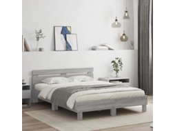 Estrutura De Cama C/ Cabeceira Derivados Madeira Cinza Sonoma
