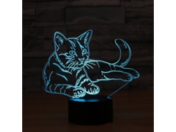 Rebe-lâmpada Led 3d De Gatinho Com Mudança De Cor, Toque E Luz Noturna