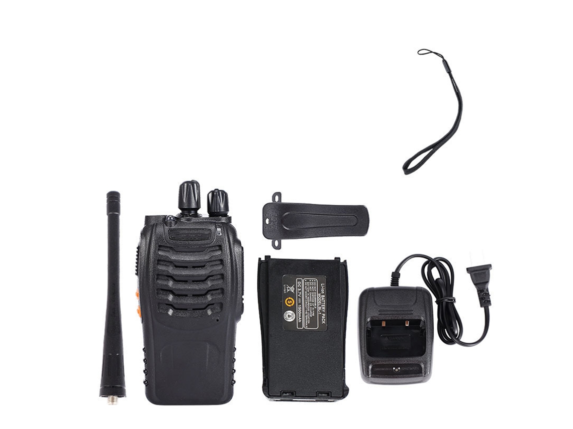 Walkie Talkie De Longa Duração De 1500 Mah, Padrão Ue, Preto, Pacote Com 2 Brilvibera