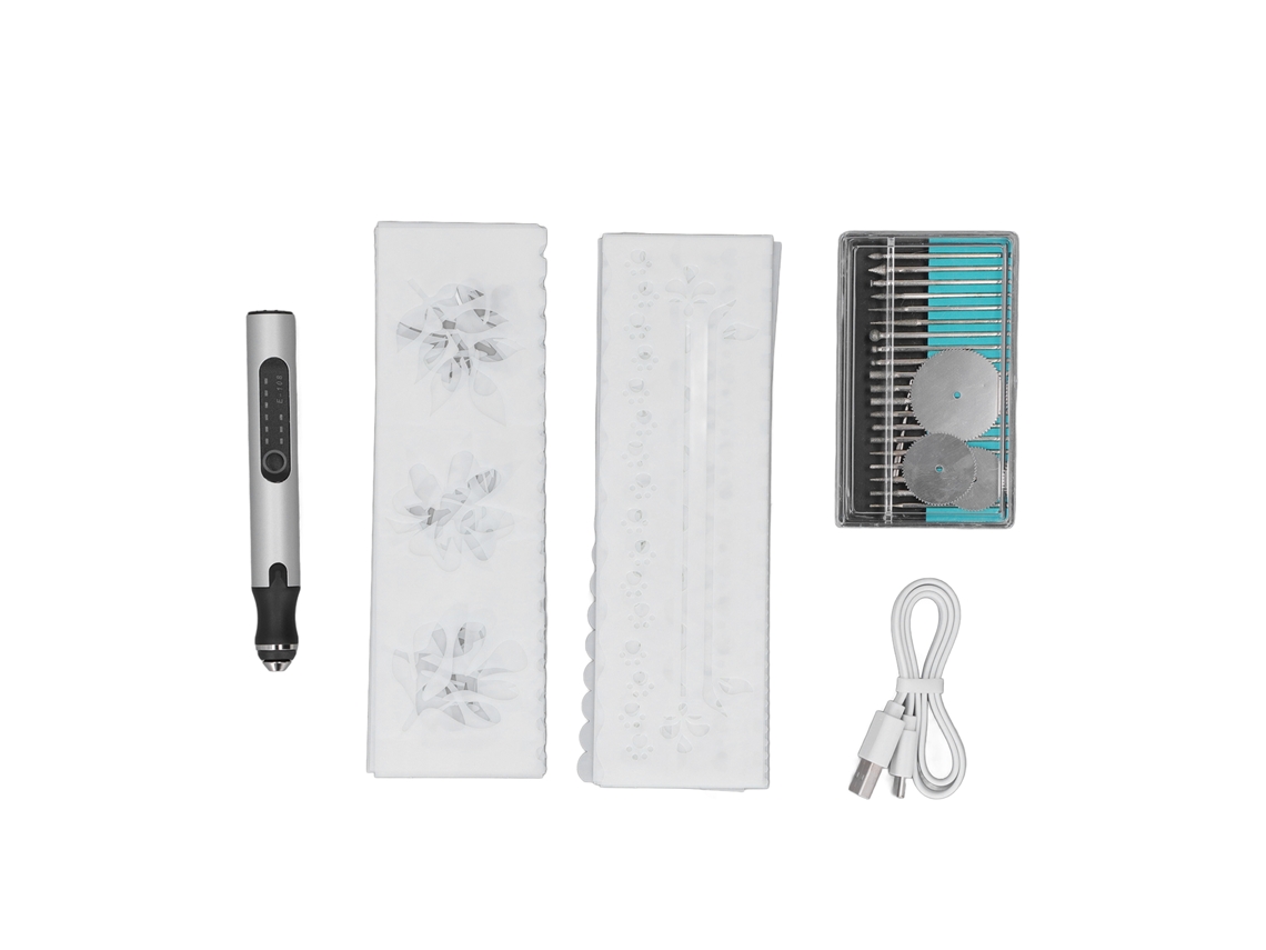 Conjunto De Canetas De Gravação Elétricas Mini Silver 10w Usb Recarregável Com Bateria Slowmoose
