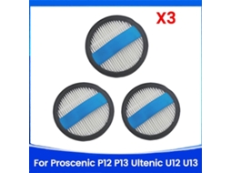 Conjunto de 3 Filtros Hepa para Aspirador de Pó P12, P13, U12 e U13. Peças de Reposição Acessórios. Filtro Lavável BRILVIBERA