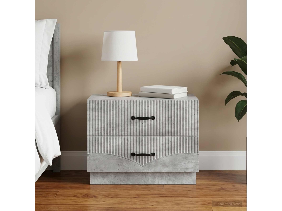 Vidaxl Armário De Cabeceira Cinzento Cimento 62 X 34,5 X 44,5 Cm