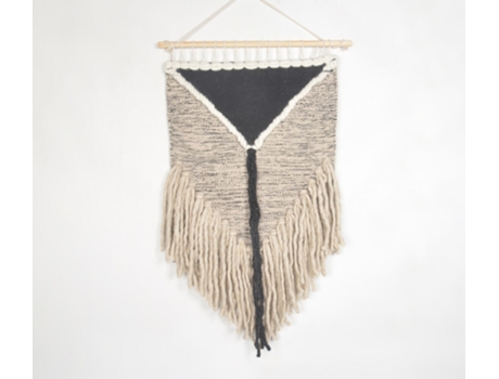 Peça Decorativa LUV SAFFRON Monochrome Fringed Cotton & Wool Wall Hanging