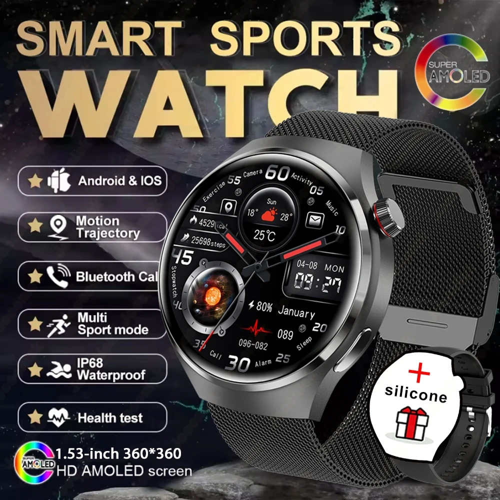 (mercado Negro) Smartwatch, Tela Sensível Ao Toque Completa, Monitoramento De Saúde, À Prova D'água, Suporta Chamadas
