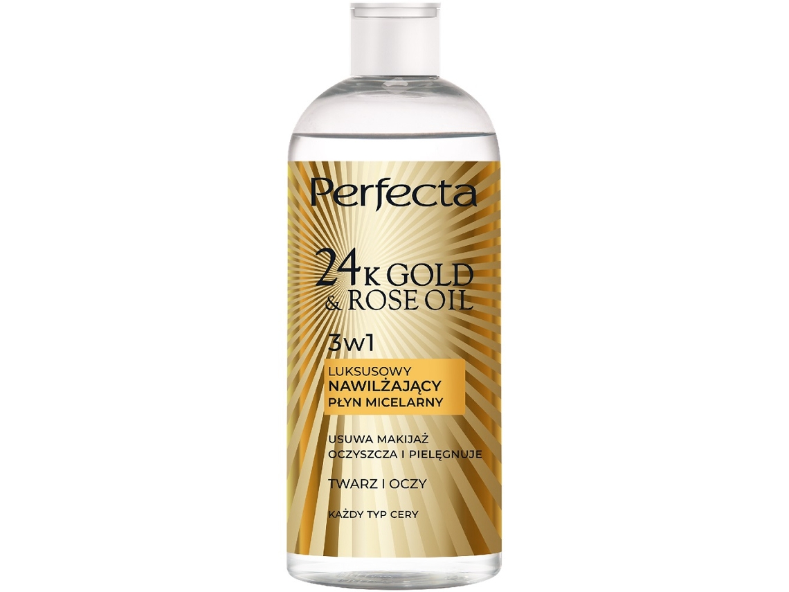 Luxury 24k Gold Rose Oil Micellar Water 400ml Premium Hydration Solution Perfecta