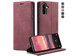 Capa Para Samsung Galaxy A36 Multifuncional Horizontal De Couro Vermelha