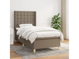 Vidaxl Cama Com Molas/colchão 100x200 Cm Tecido Cinza-acastanhado
